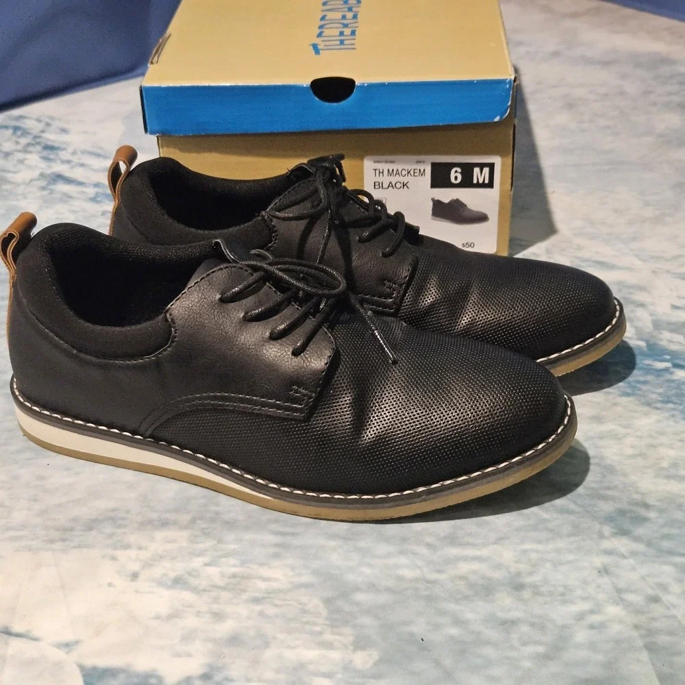 Thereabouts TH Mackem Boys Black Lace Up Oxford Dress Shoes Size 6M w/ Box